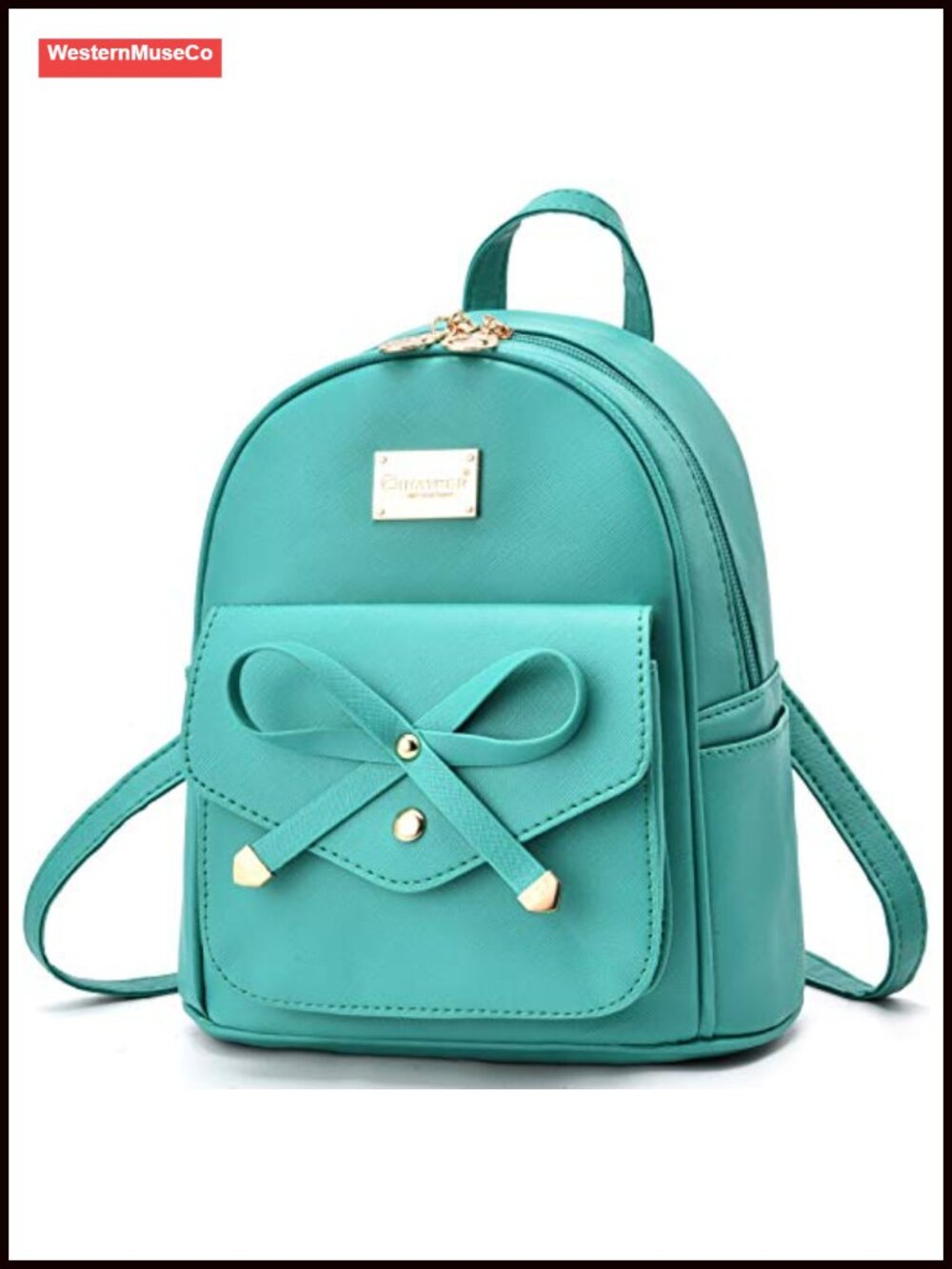 Mini PU Leather Backpack Purse Bowknot Adjustable Straps Women Daily Travel